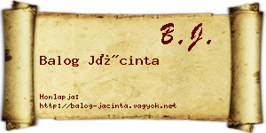 Balog Jácinta névjegykártya